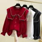 Faux Pearl Collared Blouse