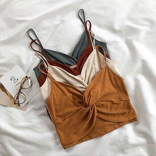 Plain V-neck Strap Top