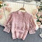 Short-sleeve Lace Cropped Blouse
