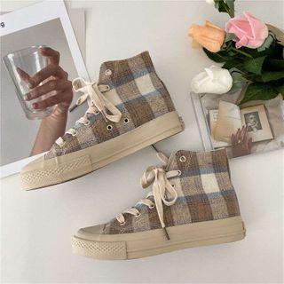 Plaid High-top Sneakers