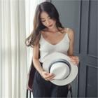 Sleeveless Chain-detail Rib-knit Top