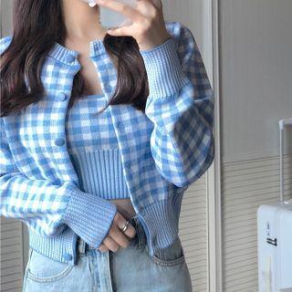 Check Camisole Top / Cardigan