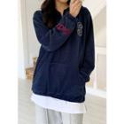 Tall Size Embroidered Zip-neck Hoodie