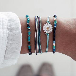 Set Of 4: Daisy / Bead Bracelet (assorted Designs) Set Of 4 - 8714 - One Size