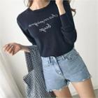 Lettering Embroidered Light Sweater