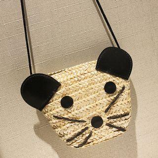 Mouse Straw Crossbody Bag