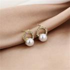 Rhinestone Faux Pearl Earring E1609-6 - 1 Pair - Gold - One Size