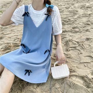 Bow Detail Overall Dress