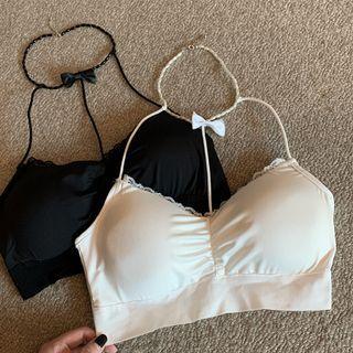 Halter-neck Camisole Top / Long-sleeve Knotted T-shirt
