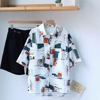 Short-sleeve Geometric Print Shirt / Shorts
