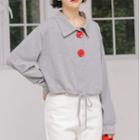 Cropped Collared Sweatshirt Gray - One Size