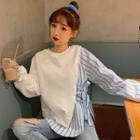 Striped Long-sleeve Pullover As Figure - One Size