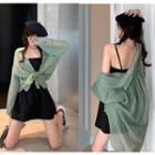 Long-sleeve Shirt / Spaghetti Strap A-line Mini Dress