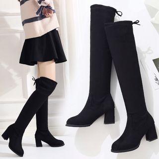 Pointed Chunky Heel Over-the-knee Botts