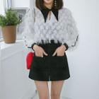 Dual-pocket A-line Furry Miniskirt