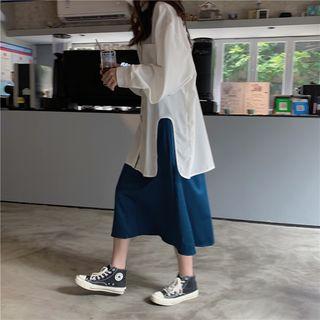 Slit Shirt / A-line Midi Skirt