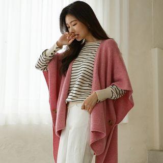 Dip-back Woolen Shawl Cardigan
