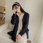 Plus Size Slit-hem Cardigan