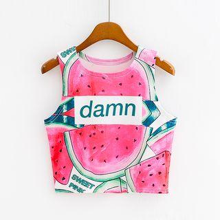 Watermelon Print Cropped Tank Top