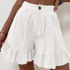 High-waist Ruffled-trim Shorts