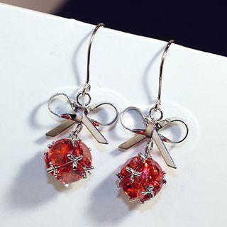 Alloy Bow Faux Crystal Dangle Earring