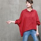 Batwing-sleeve Linen Shirt