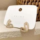Heart Faux Pearl Rhinestone Earring 1 Pr - Gold - One Size