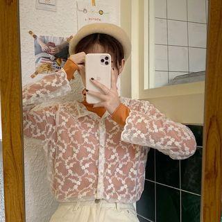 Turtleneck Long-sleeve Top / Lace Blouse