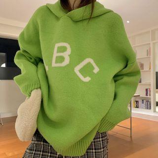 Oversized Lettering Long-sleeve Hooded Sweater
