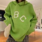 Oversized Lettering Long-sleeve Hooded Sweater