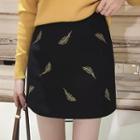 Feather Embroidered A-line Skirt