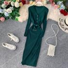 Knit Long-sleeve Midi Dress