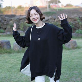 Round-neck Zip-detail Loose-fit Pullover