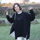 Round-neck Zip-detail Loose-fit Pullover