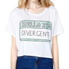 Short-sleeve Lettering Cropped T-shirt White - One Size