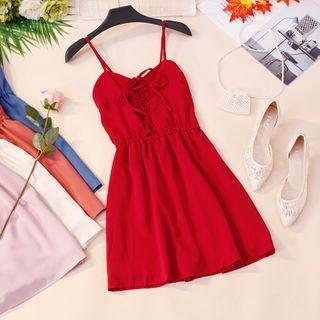Lace Up Spaghetti Strap Mini A-line Dress