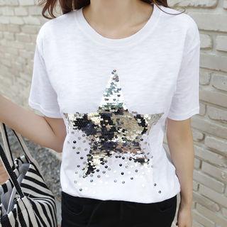 Sequined-star T-shirt