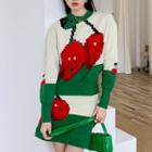 Cherry Print Knit Top / Knit Skirt