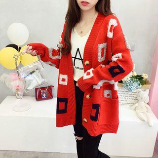 Square-applique Cardigan
