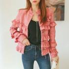 Star-button Frill-tiered Jacket