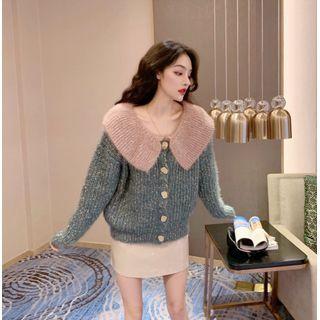 Collared Cardigan / Mini Straight-fit Skirt