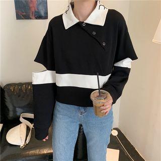 Cut Out Color Block Pullover