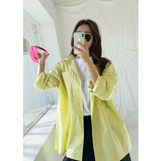 Tall Size Pocket Boxy Shirt In Lemon Yellow