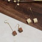 Non-matching Wood Cube Earrings