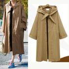 Plain Trench Coat With Hood