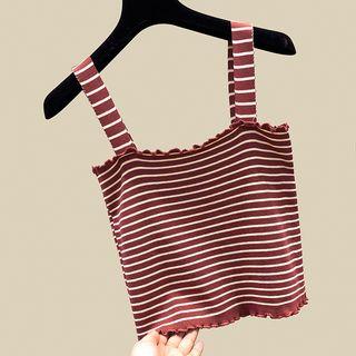 Ruffle Trim Striped Tank Top