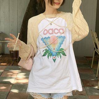 Short-sleeve Lettering T-shirt 6821 - T-shirt - White - One Size