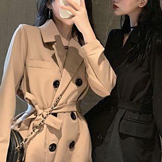 Long-sleeve Double Breasted Tie-waist Blazer