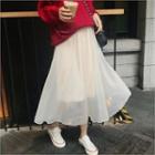 A-line Chiffon Skirt Ivory - One Size