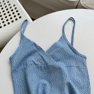 Strappy V-neck Floral Print Dress